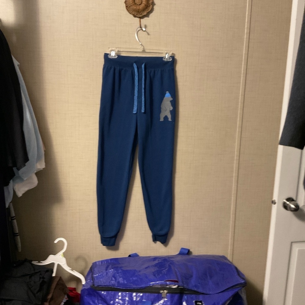 Kids Navy Blue Bear Print Joggers